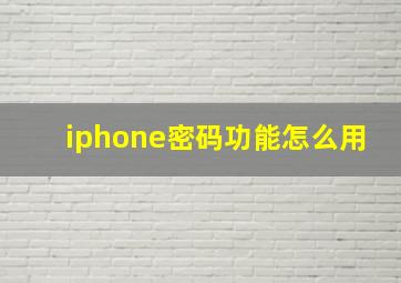 iphone密码功能怎么用