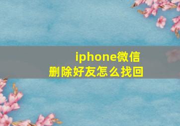 iphone微信删除好友怎么找回