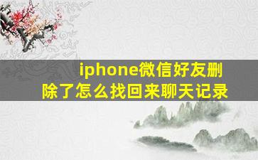 iphone微信好友删除了怎么找回来聊天记录