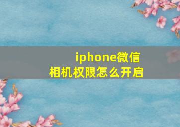 iphone微信相机权限怎么开启