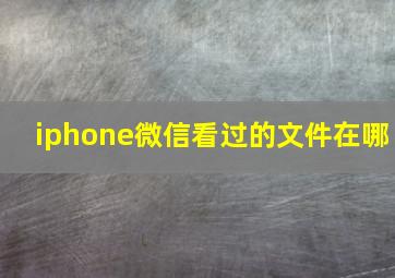 iphone微信看过的文件在哪