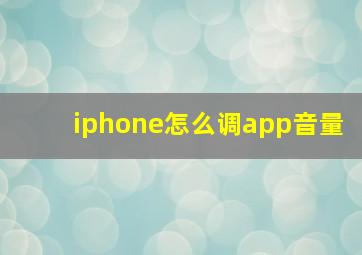 iphone怎么调app音量