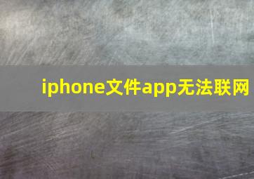 iphone文件app无法联网