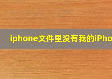 iphone文件里没有我的iPhone