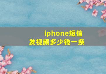 iphone短信发视频多少钱一条