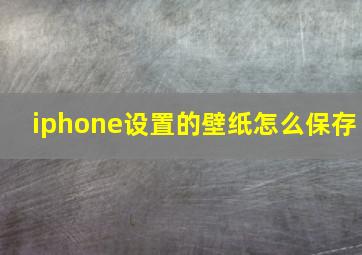 iphone设置的壁纸怎么保存