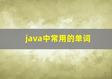 java中常用的单词