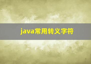 java常用转义字符