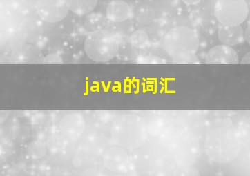 java的词汇