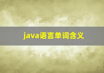 java语言单词含义