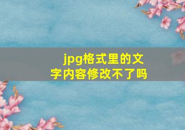 jpg格式里的文字内容修改不了吗