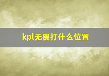 kpl无畏打什么位置