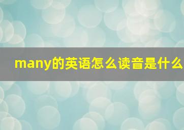 many的英语怎么读音是什么