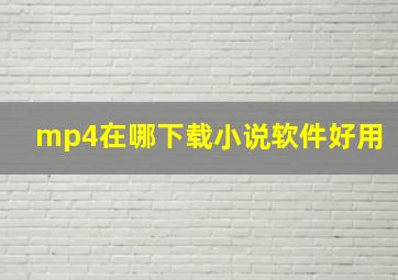 mp4在哪下载小说软件好用