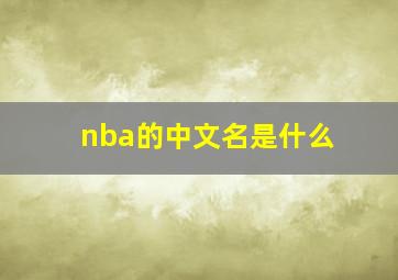 nba的中文名是什么