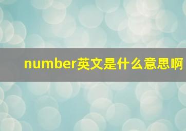 number英文是什么意思啊