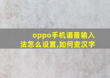 oppo手机语音输入法怎么设置,如何变汉字