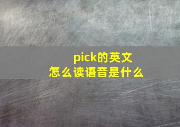 pick的英文怎么读语音是什么