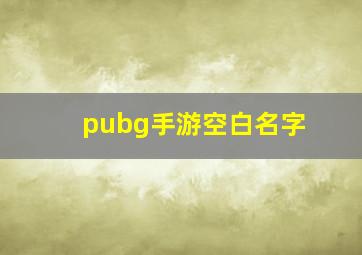 pubg手游空白名字