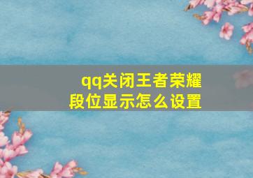 qq关闭王者荣耀段位显示怎么设置