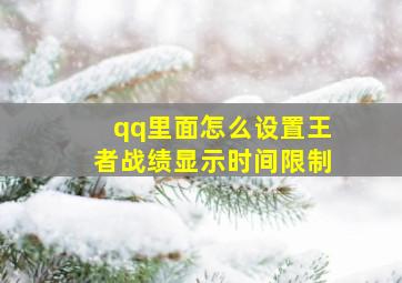 qq里面怎么设置王者战绩显示时间限制