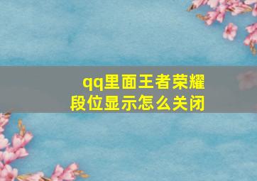 qq里面王者荣耀段位显示怎么关闭