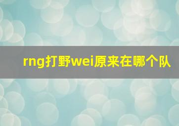 rng打野wei原来在哪个队