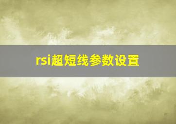 rsi超短线参数设置