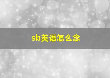 sb英语怎么念