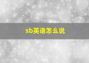 sb英语怎么说