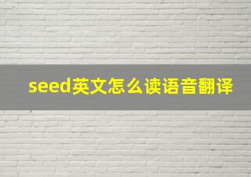 seed英文怎么读语音翻译