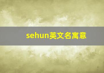 sehun英文名寓意