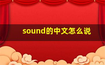 sound的中文怎么说