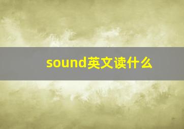 sound英文读什么