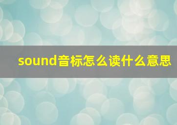 sound音标怎么读什么意思