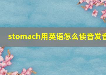 stomach用英语怎么读音发音