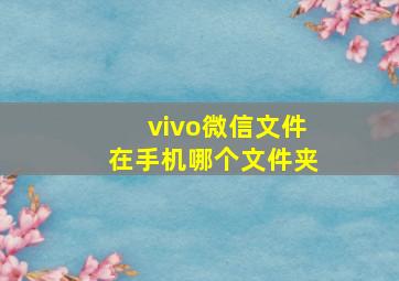 vivo微信文件在手机哪个文件夹