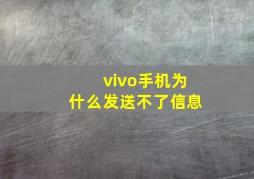 vivo手机为什么发送不了信息