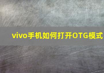 vivo手机如何打开OTG模式