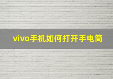 vivo手机如何打开手电筒