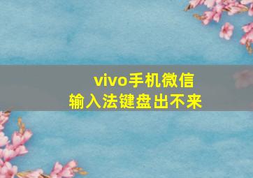 vivo手机微信输入法键盘出不来