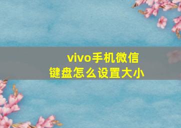 vivo手机微信键盘怎么设置大小