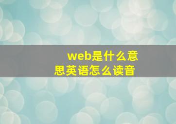 web是什么意思英语怎么读音