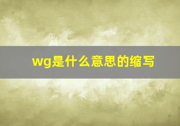 wg是什么意思的缩写