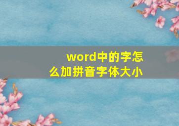 word中的字怎么加拼音字体大小