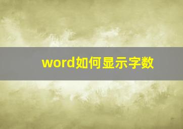 word如何显示字数