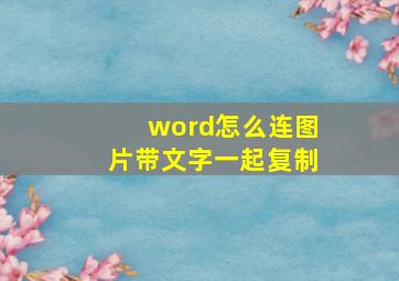 word怎么连图片带文字一起复制