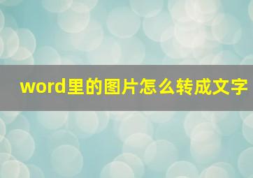 word里的图片怎么转成文字