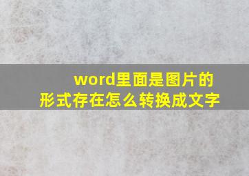 word里面是图片的形式存在怎么转换成文字