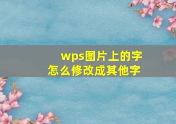 wps图片上的字怎么修改成其他字